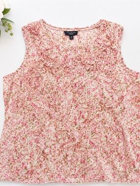 Talbots Petites Floral Sleeveless Top 12P Cottagecore Cotton Feminine Blouse